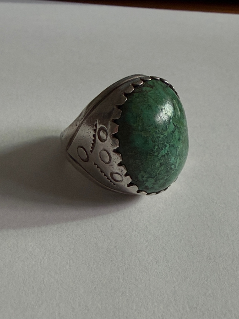 Vintage Sterling Silver Green Turquoise Statement Ring